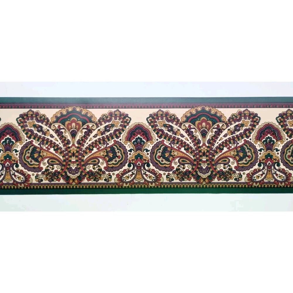 York Pre-pasted Decorative Wall Border - Green Maroon Beige - 5yds